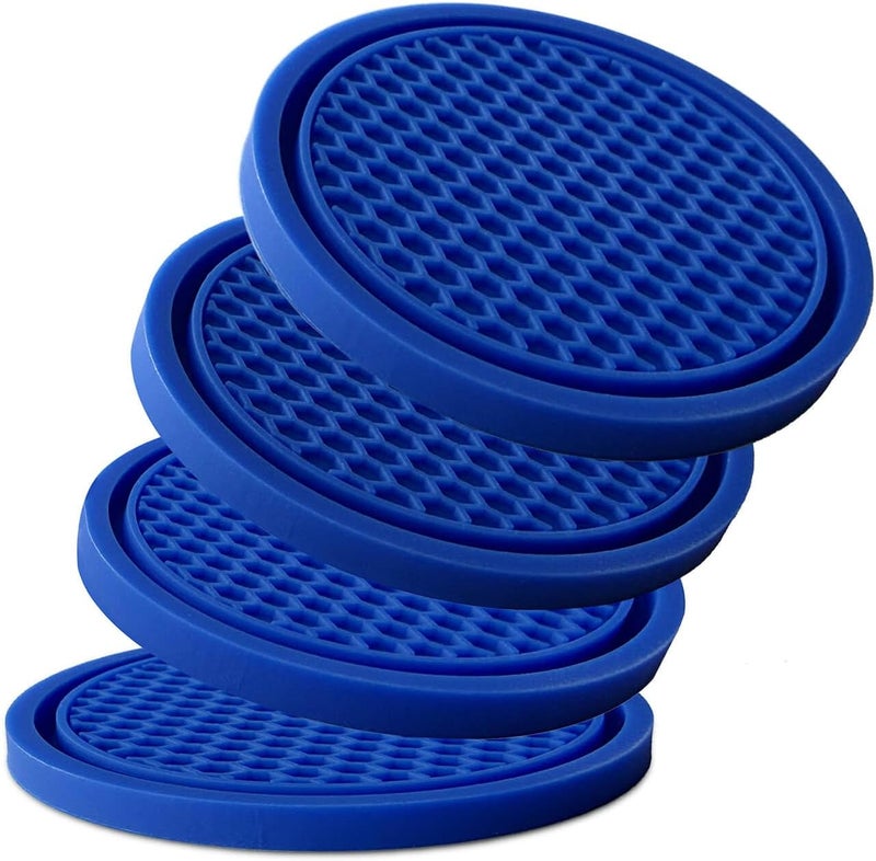 KULOLO Car Cup Holder Coaster 4 Pack - Non Slip & Shockproof,Flexible PVC Rubber Insert for Car/Truck/SUV/Van (2.75"x0.2") Universal Fit Auto Cup Holders Accessories for Women and Man (Blue) - Image 1